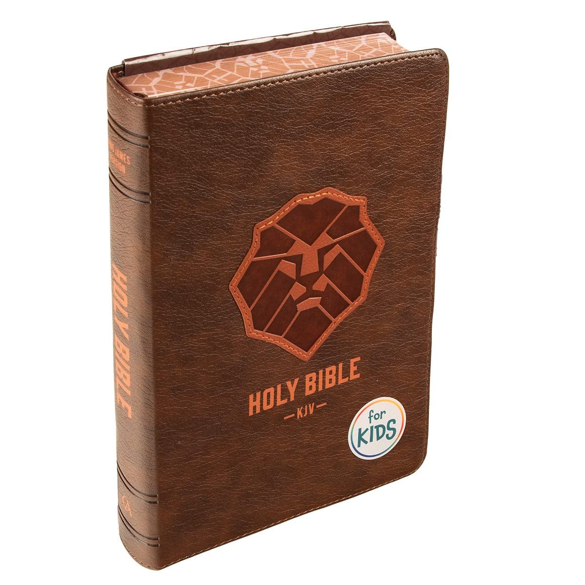 9781639522989_feature1 KJV Brown Lion Faux Leather Flexcover Kids Bible Large Print - Image 3