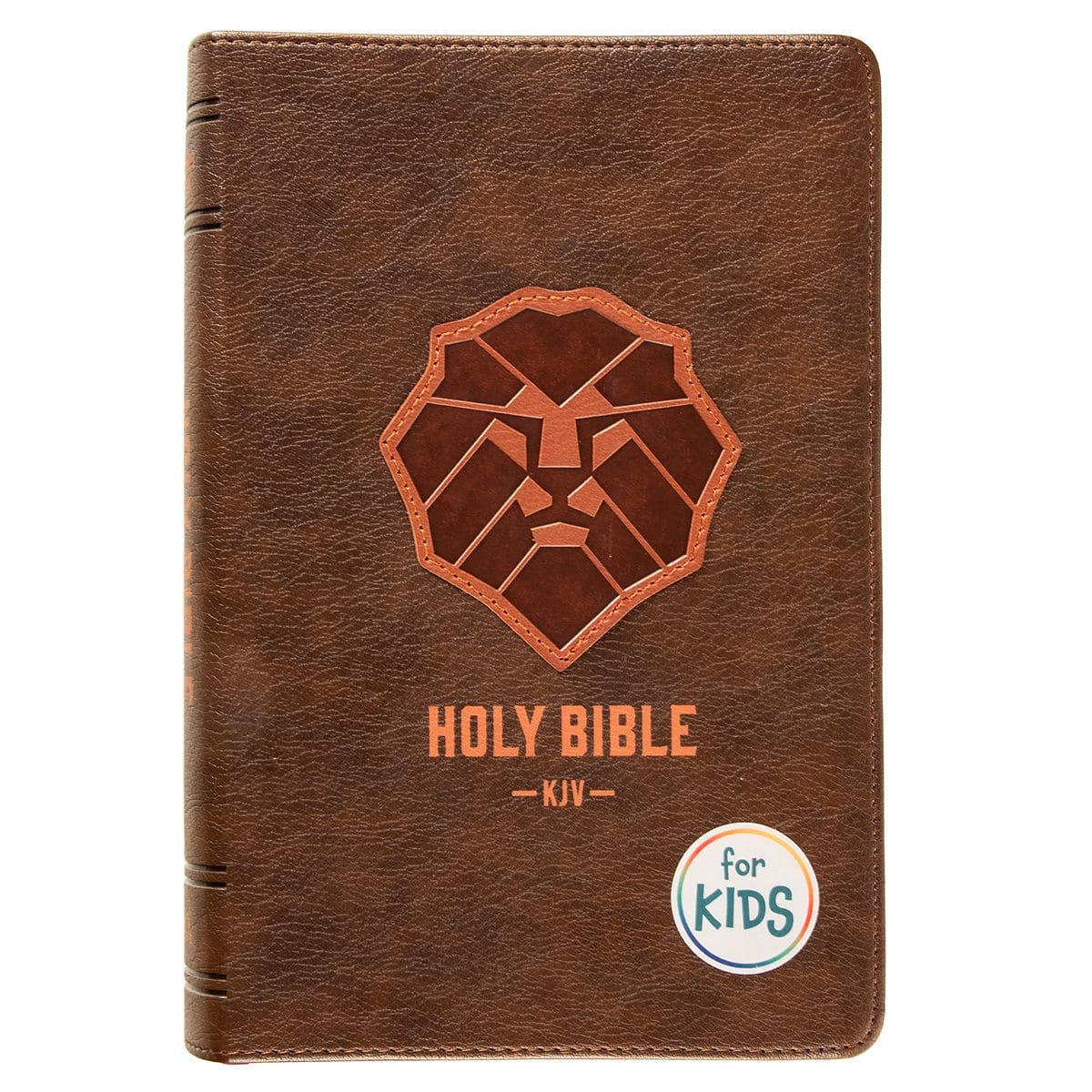 9781639522989_front KJV Brown Lion Faux Leather Flexcover Kids Bible Large Print - Image 1