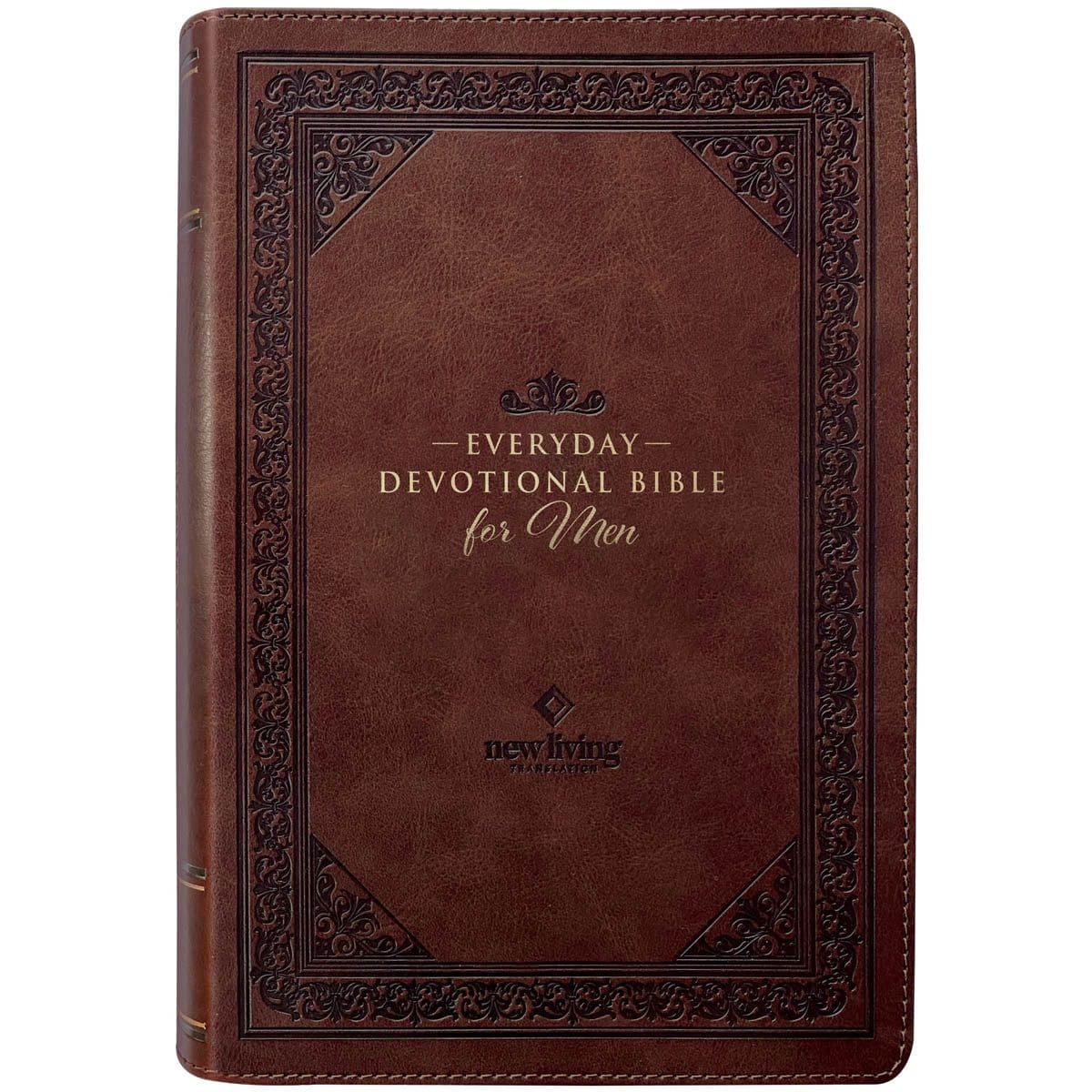 9781639524136_front NLT Brown Flexcover Faux Leather Everyday Devotional Bible for Men - Image 1