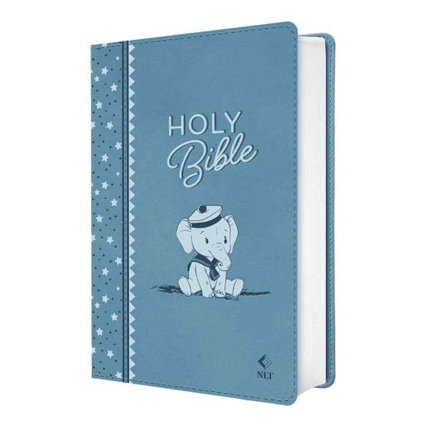NLT Blue Elephant Flexcover Faux Leather Baby Bible for Boys - Image 2