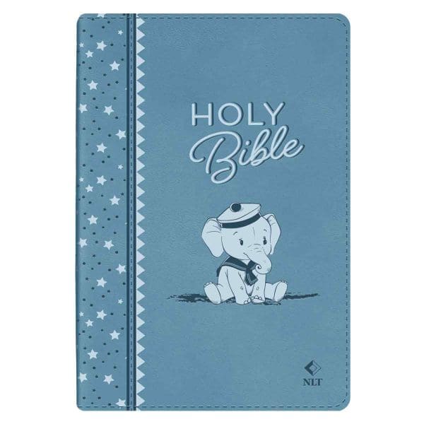 NLT Blue Elephant Flexcover Faux Leather Baby Bible for Boys - Image 1