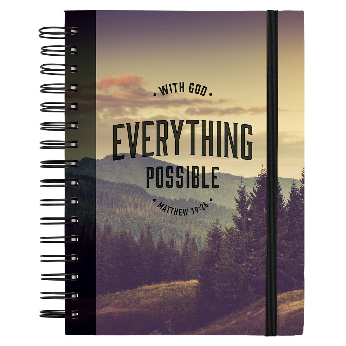 9781639526604_front With God Everything is Possible Chunky Hardcover Wirebound Journal with Elastic Closure - Image 1