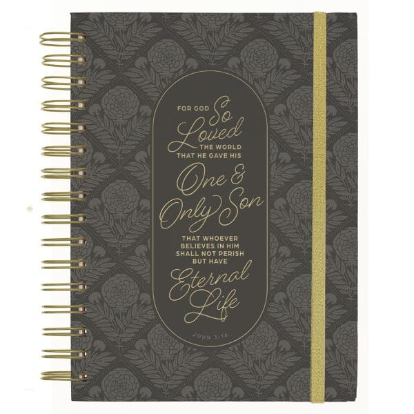 For God so Loved the World Grey Chunky Hardcover Wirebound Journal with Elastic Closure - Image 1