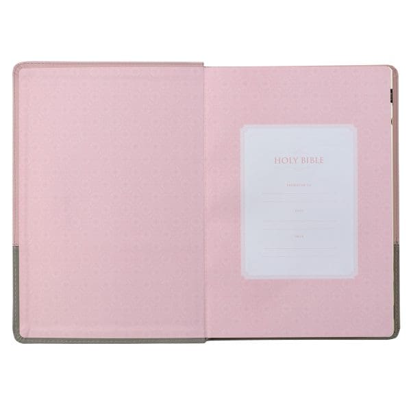 KJV Pink And Grey Faux Leather Bible Super Giant Print - Image 4