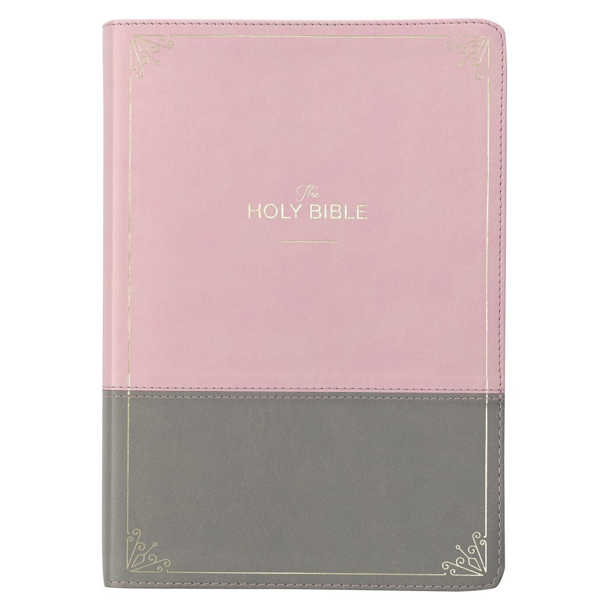 9781642728415_front KJV Pink And Grey Faux Leather Bible Super Giant Print - Image 1