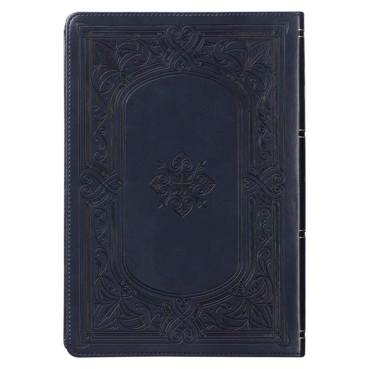 9781642728804_back KJV Midnight Blue Antique Frame Faux Leather Full-Size Bible Giant Print Indexed - Image 2