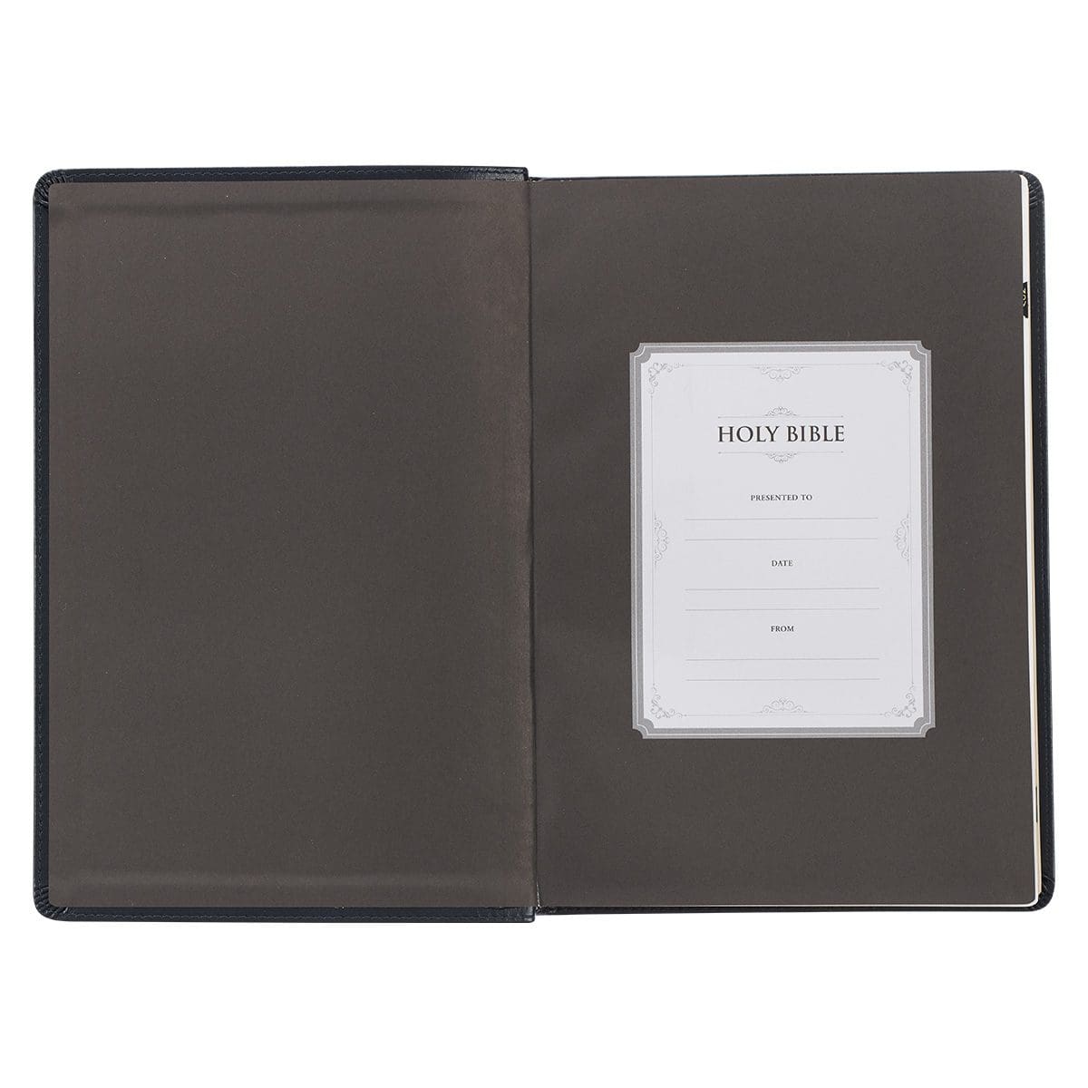 9781642728804_feature3 KJV Midnight Blue Antique Frame Faux Leather Full-Size Bible Giant Print Indexed - Image 4