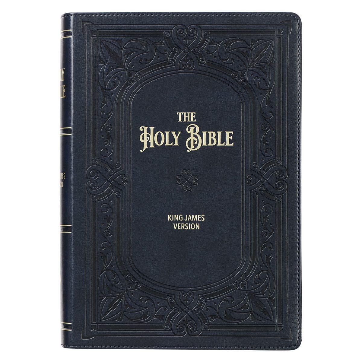 9781642728804_front KJV Midnight Blue Antique Frame Faux Leather Full-Size Bible Giant Print Indexed - Image 1