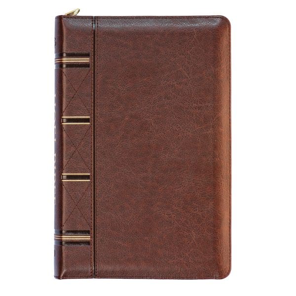 ESV Dark Brown Faux Leather Compact Bible With Zip - Image 1