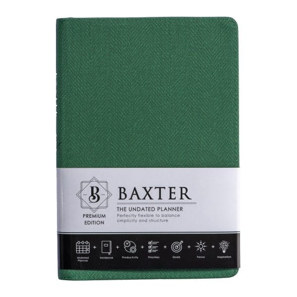 Baxter Undated Planner Premium Edition Green (Durable Synthetic Fibre Flexcover With Zip) - Image 2