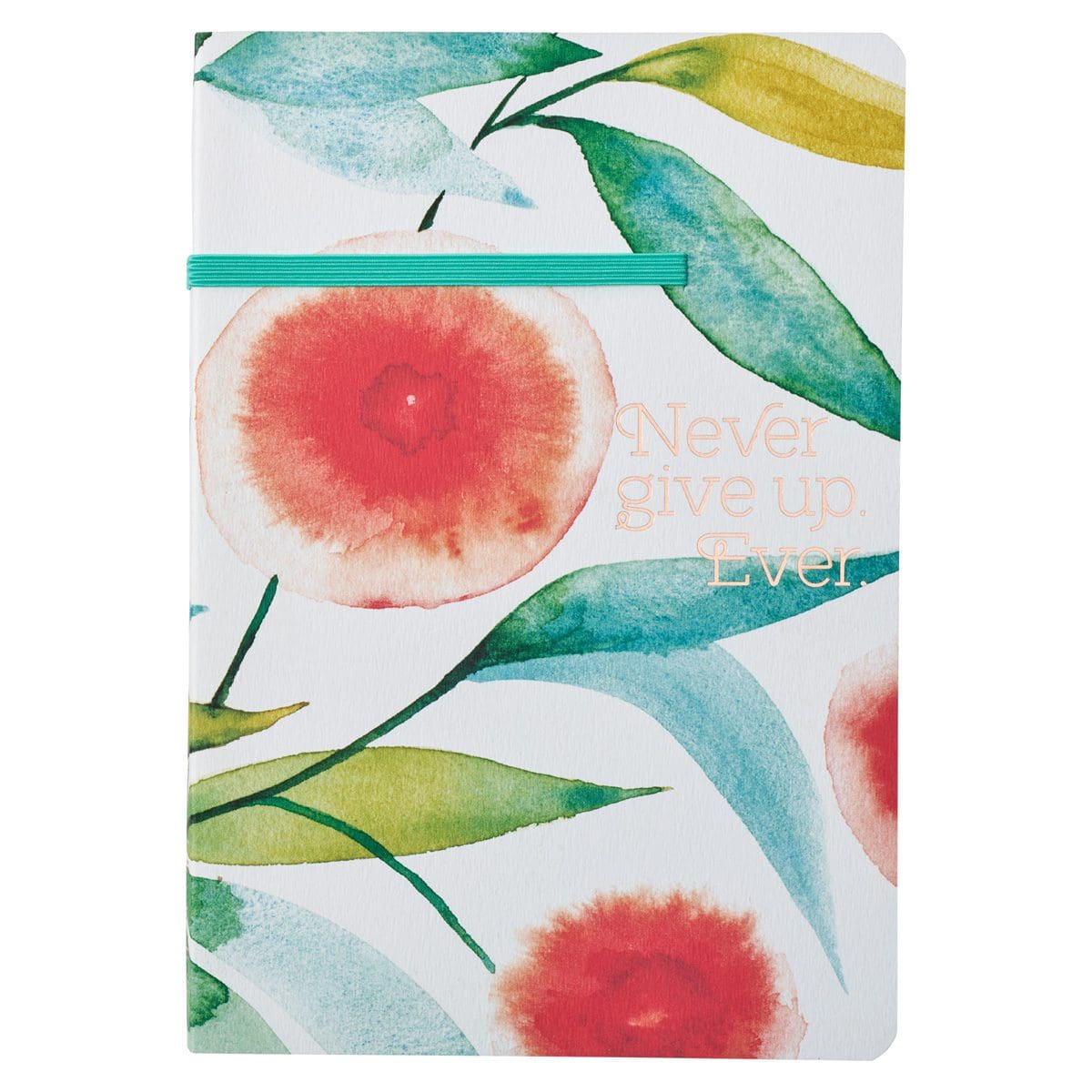 9781955894050_front Never Give Up Ever Orange Blossoms Paperback Journal with Elastic Closure - Image 1