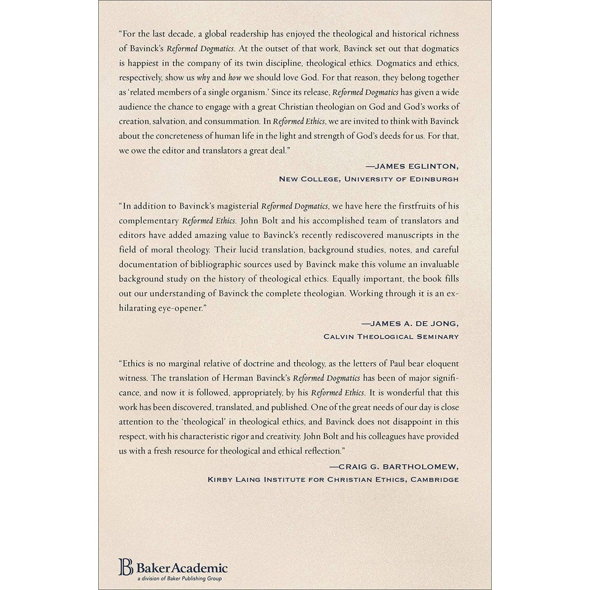 9780801098024_back Reformed Ethics: Created, Fallen, And Converted Humanity Volume 1 (Hardcover) - Image 2
