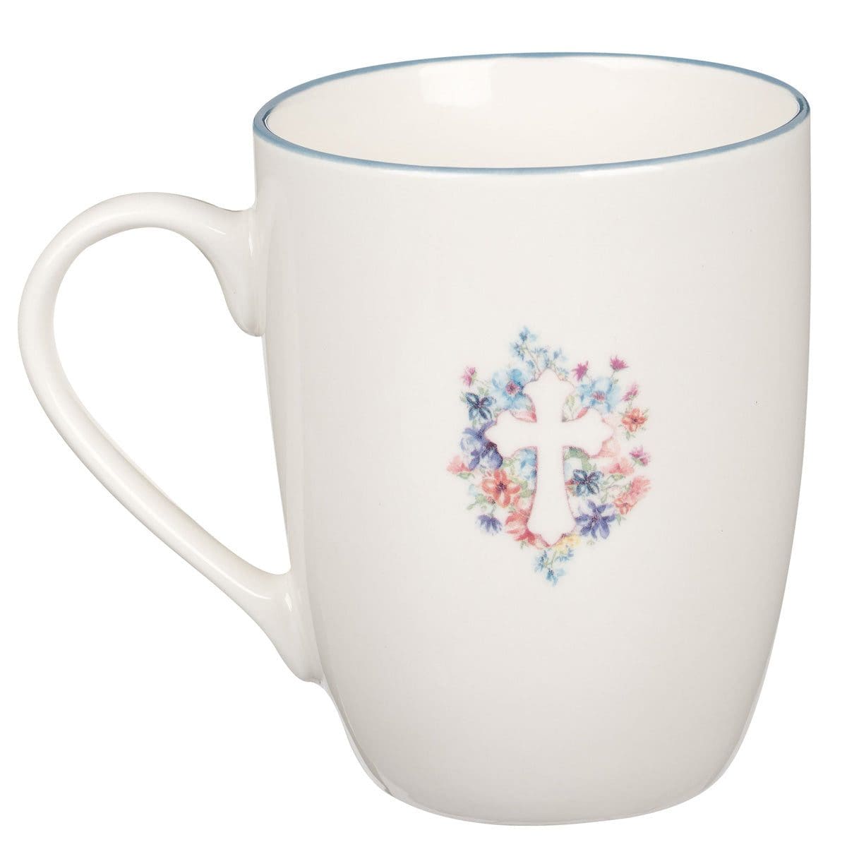 1220000323797_back Floral Cross Blue Rimmed Ceramic Mug - Image 5