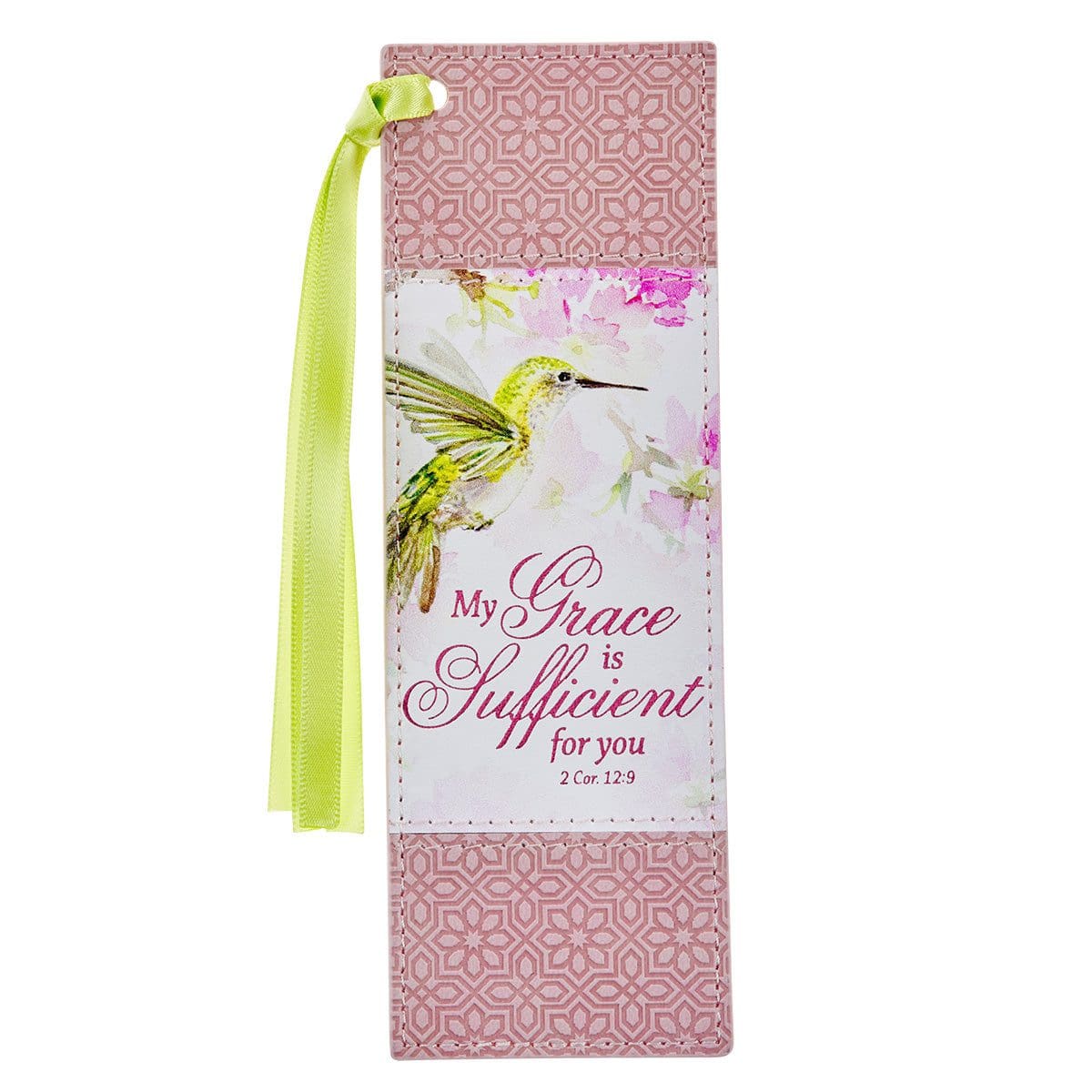 1220000325173_front My Grace is Sufficient for You Pink Faux Leather Bookmark - Image 3
