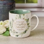 He Has Made Everything Beautiful in It's Time Floral Ceramic Mug with Green Interior - Image 4