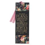 For I Know the Plans I Have For You Black Faux Leather Bookmark - Image 2