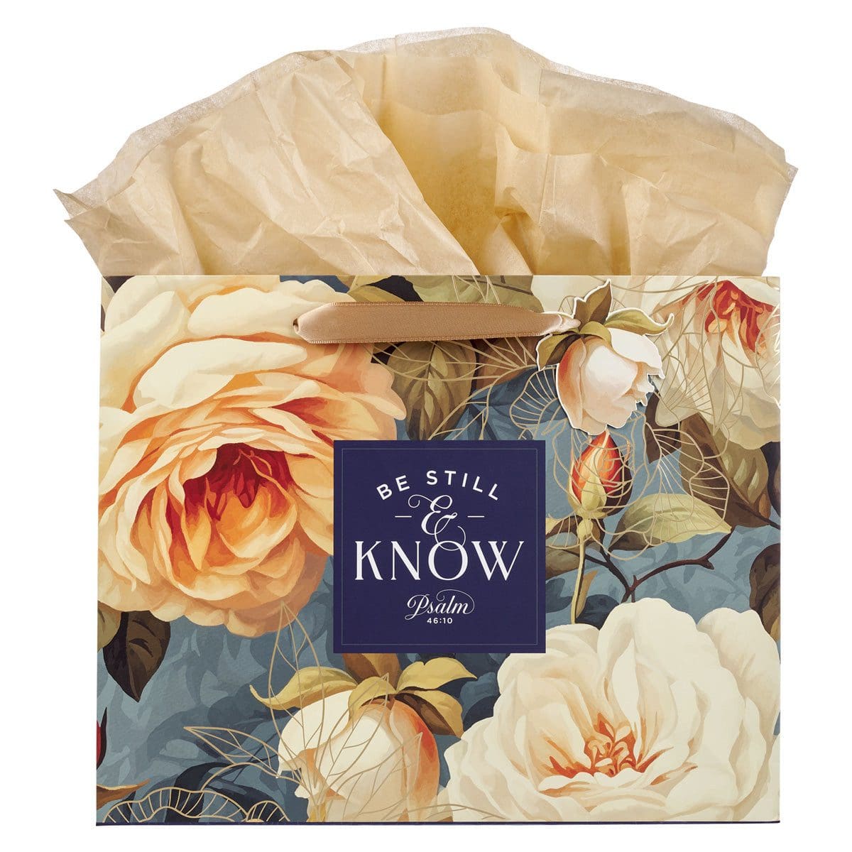 1220000326415_front Be Still and Know Large Landscape Gift Bag with Gift Tag - Image 1