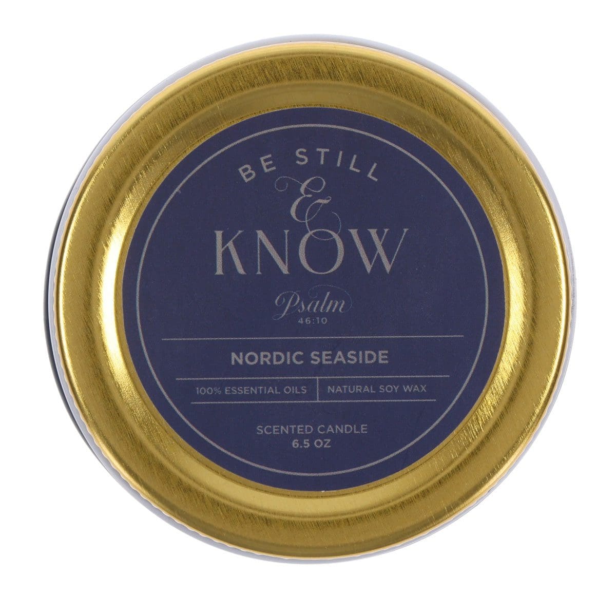1220000328297_feature1 Be Still and Know Nordic Seaside Scented Candle with Screw Top Lid - Image 3