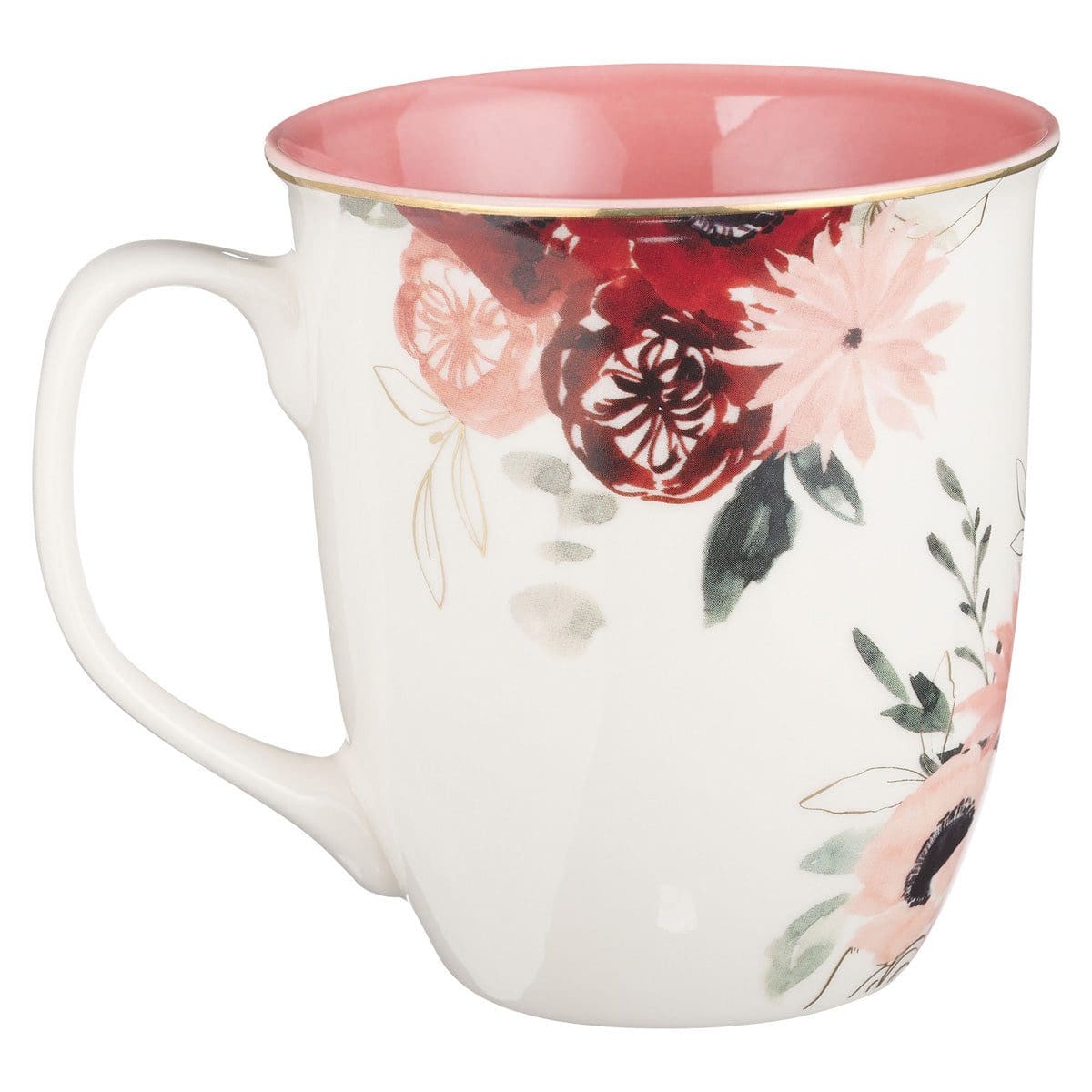 1220000370821_back Blessed Mom Pink Floral Ceramic Mug with Pink Interior - Image 2