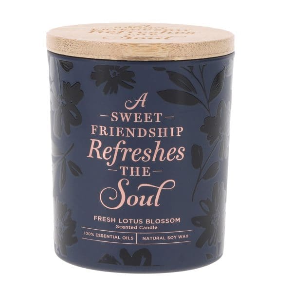 A Sweet Friendship Refreshes the Soul Lotus Blossom Scented Candle with Bamboo Lid - Image 1
