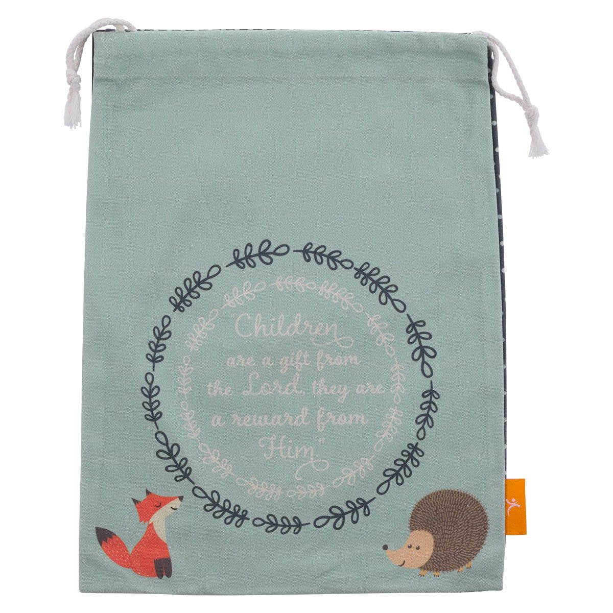 6006937155886_back Children Are A Gift From The Lord Large Cotton Drawstring Bag - Ps. 127:3 - Image 4