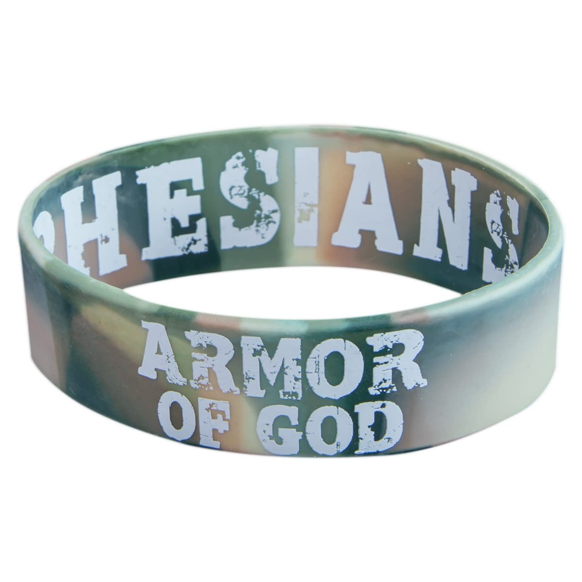 6006937157491_front Armor Of God Green Silicone Wristband - Ephesians 6:11 - Image 2