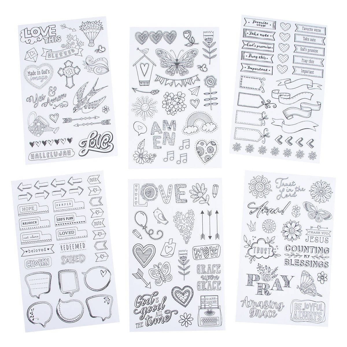 6006937160989_feature2 Coloring Stickers For Bible Journaling Set Of 6 Sticker Sheets - Image 6