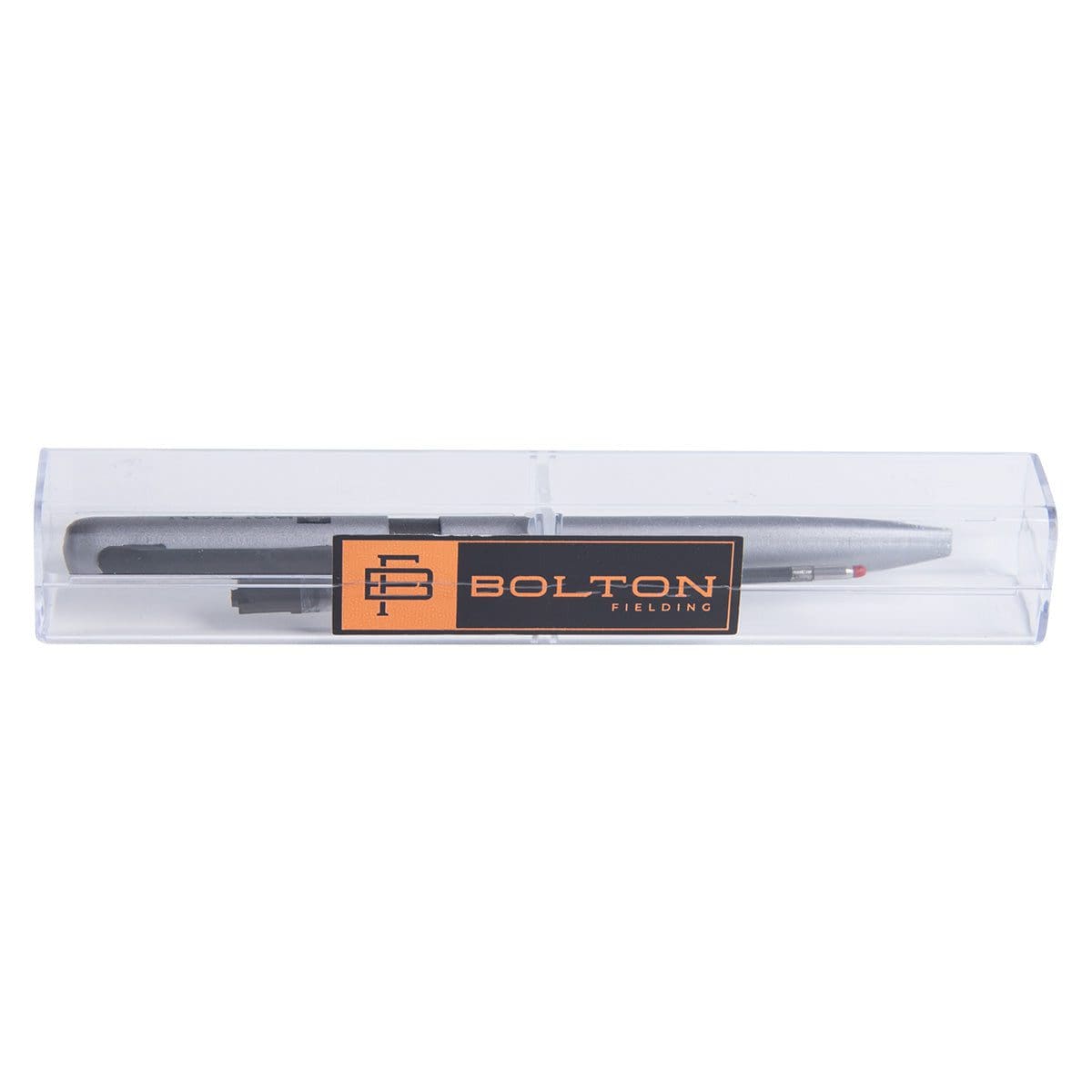 6006937161771_front Bolton Round Clicker Silver Pen With Pen Refill In Acrylic Gift Box - Image 2