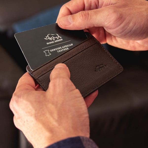 Genuine African Leather Dark Brown Card And ID Holder - Image 8