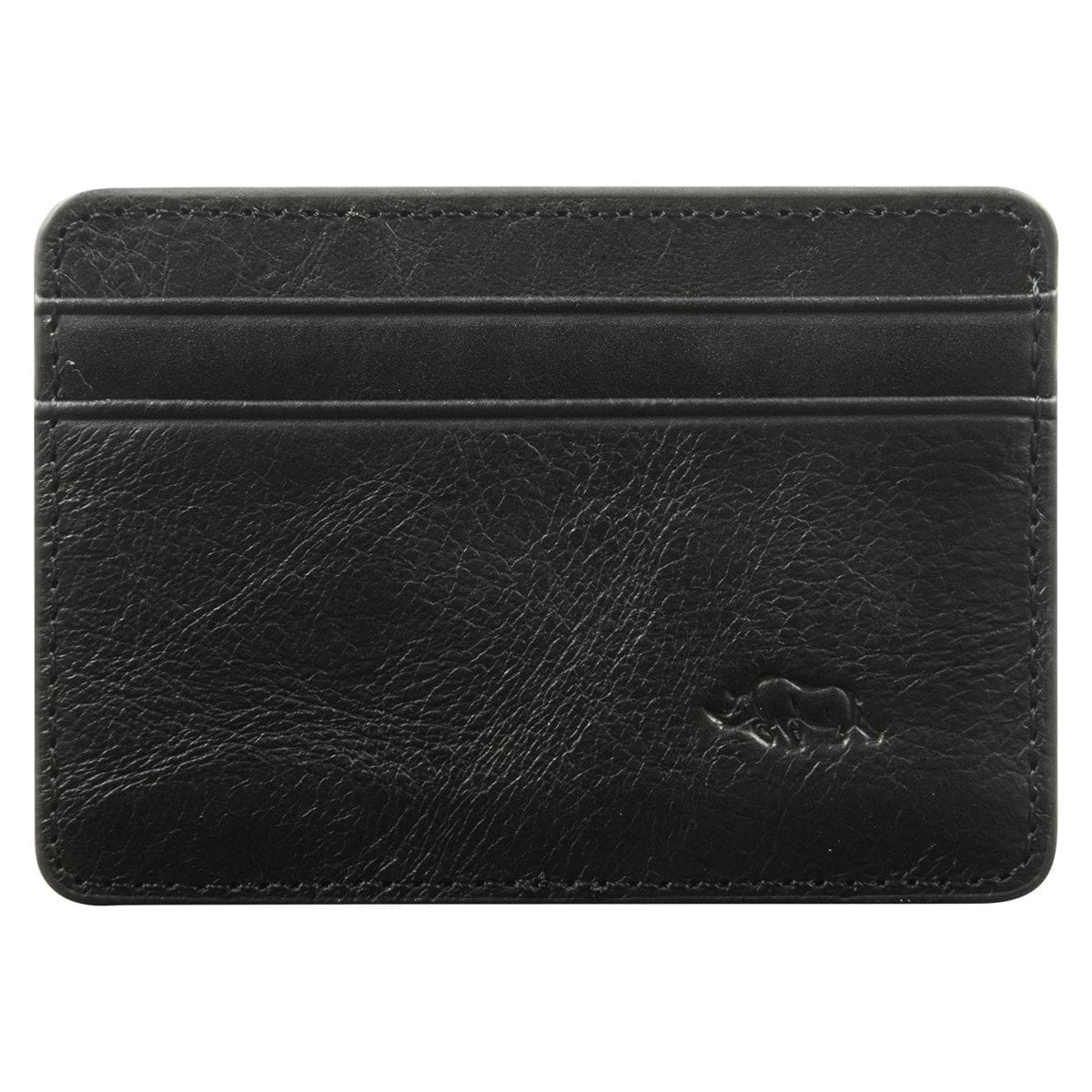 6006937162051_front Genuine African Leather Gloss Black Card And ID Holder - Image 1