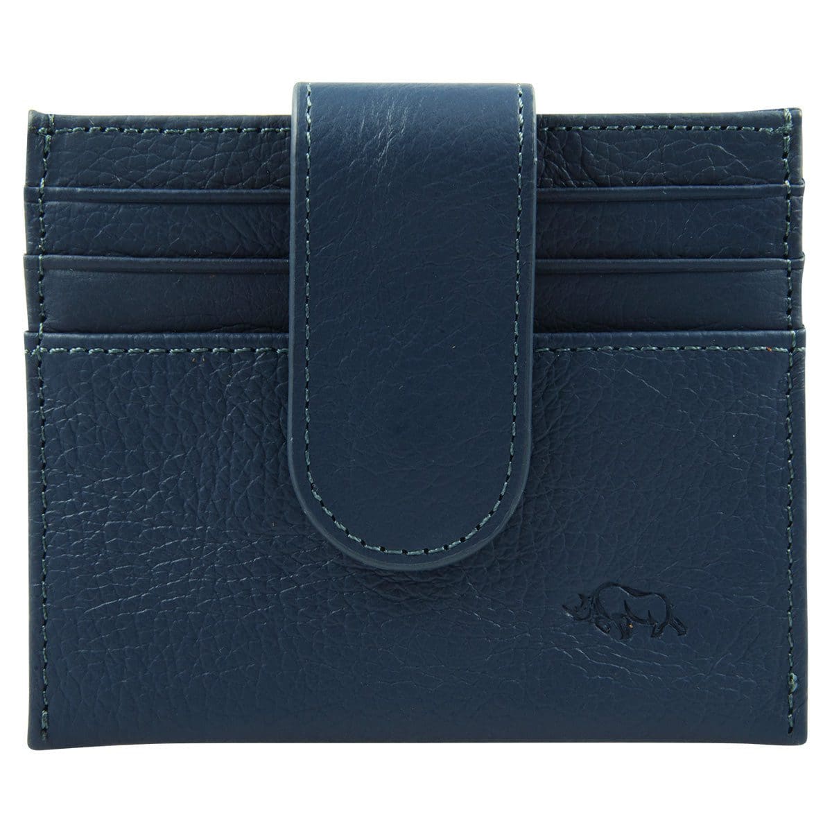 6006937162198_front Genuine African Leather Blue Wallet With Clip Closure - Image 1