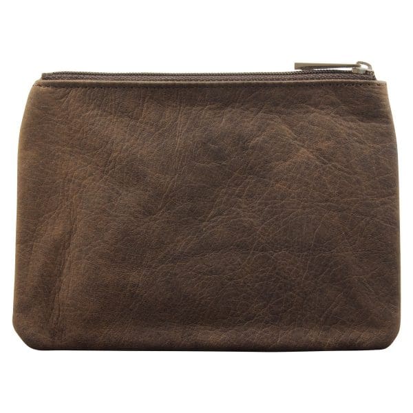 Genuine African Leather Medium Dark Brown Coin Purse - Image 6