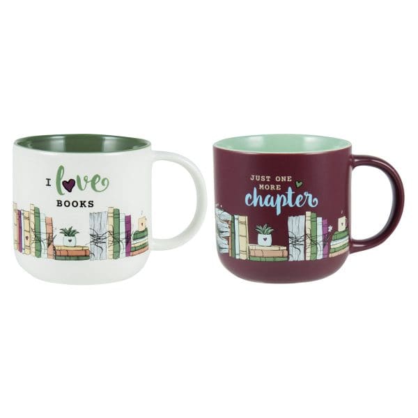 I Love Books Two Piece Ceramic Mug Set - Image 3