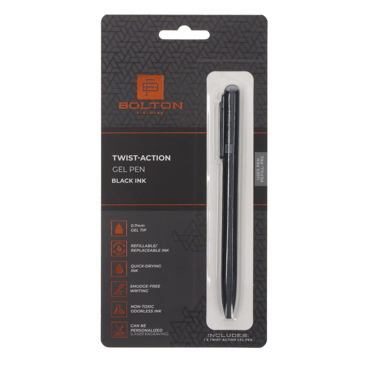 6006937164437_front Bolton Black Twist-Action Pen - Image 1