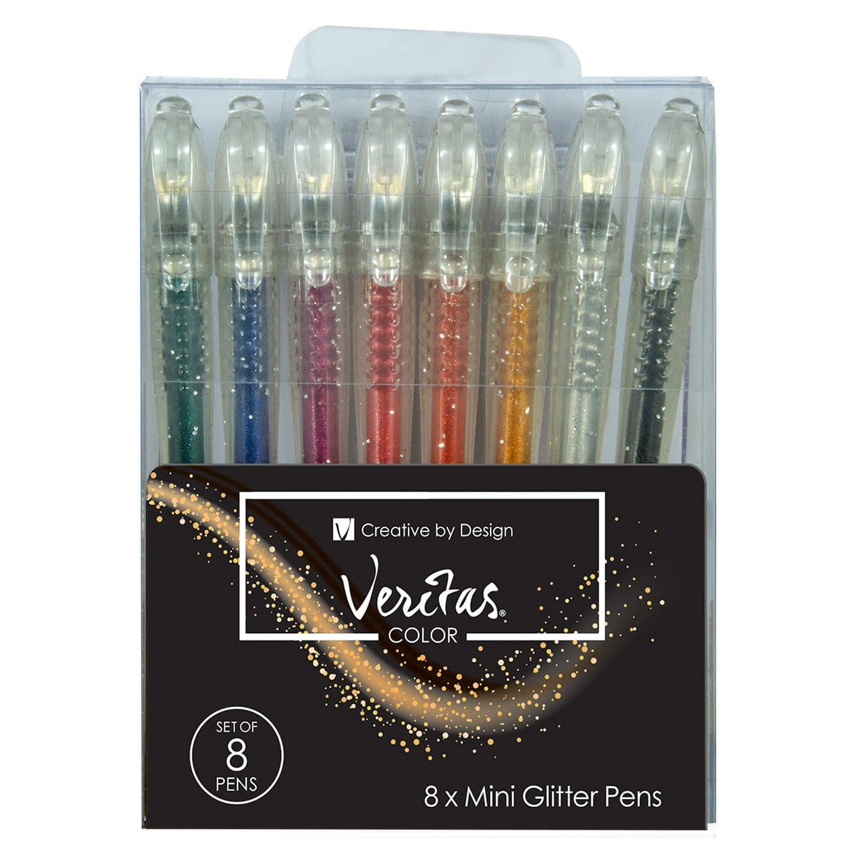 6006937165502_front Veritas Eight Piece Mini Glitter Gel Pen Set - Image 2