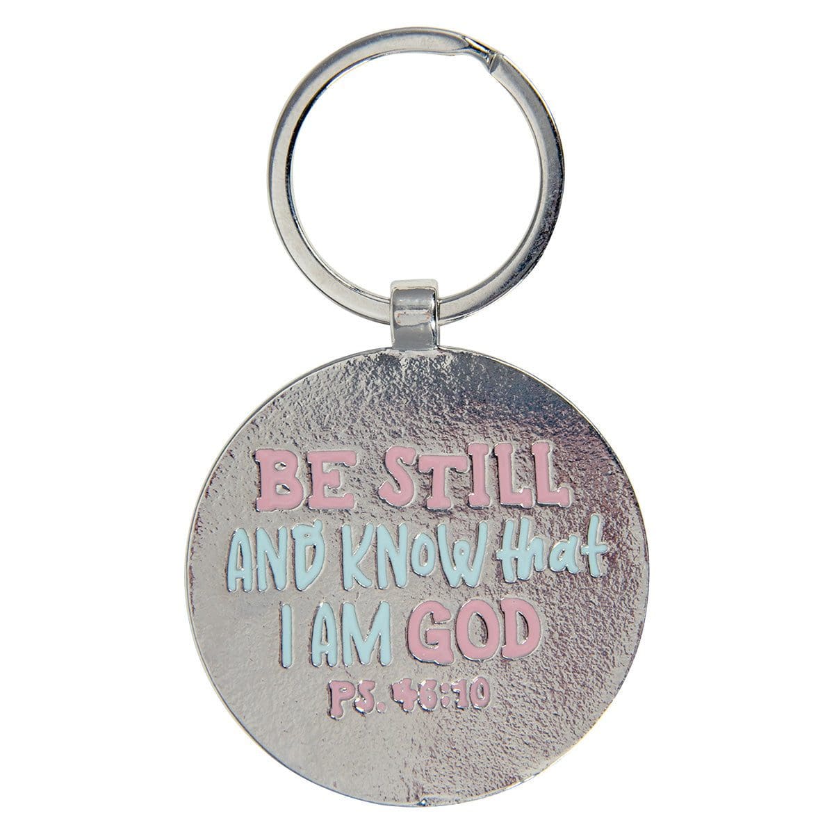 6006937166950_back Be Still and Know that I am God Epoxy Metal Key Ring - Psalms 46:10 - Image 4