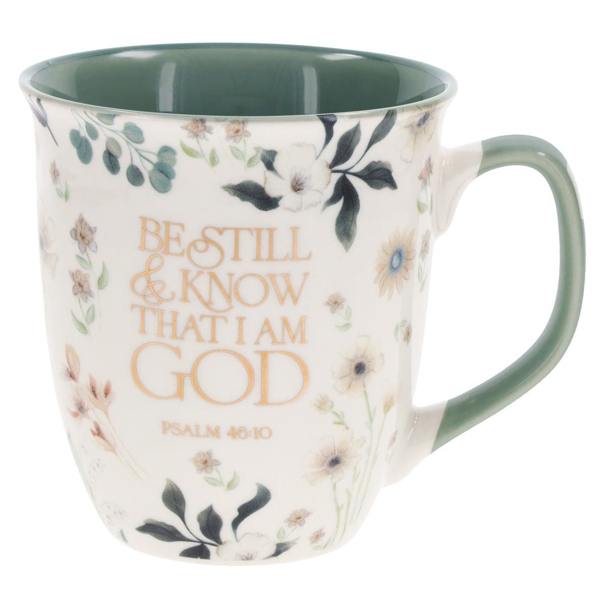 6006937168572_front Be Still & Know that I Am God Ceramic Mug with Green Interior - Image 5