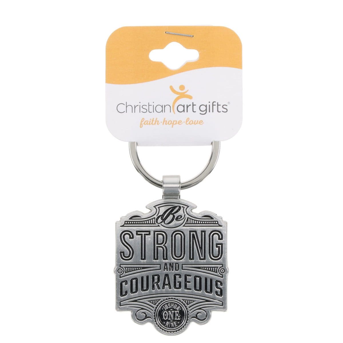 6006937169340_feature1 Strong and Courageous Metal Key Ring - Image 2
