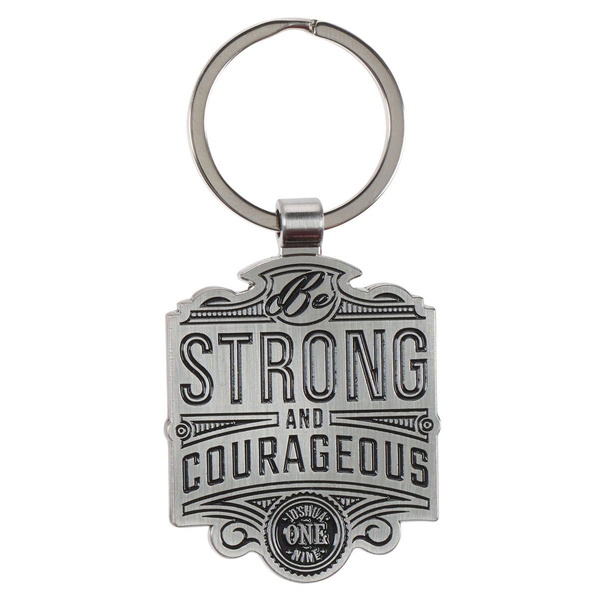 6006937169340_front Strong and Courageous Metal Key Ring - Image 1
