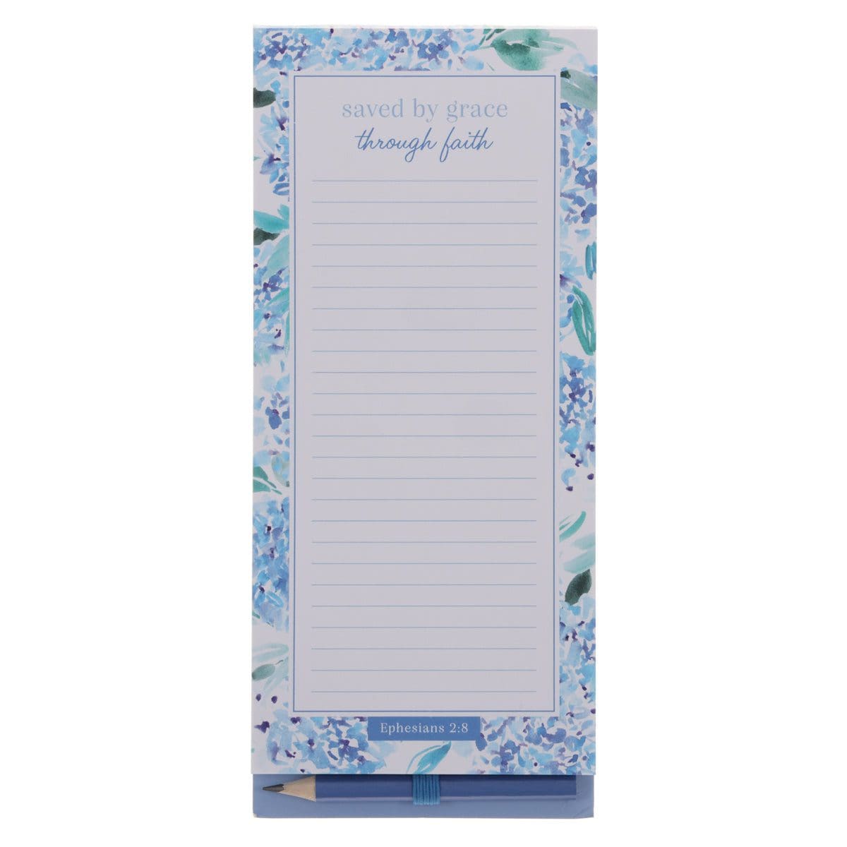 6006937171565_front Saved by Grace Through Faith Magnetic Notepad with Pencil - Image 6