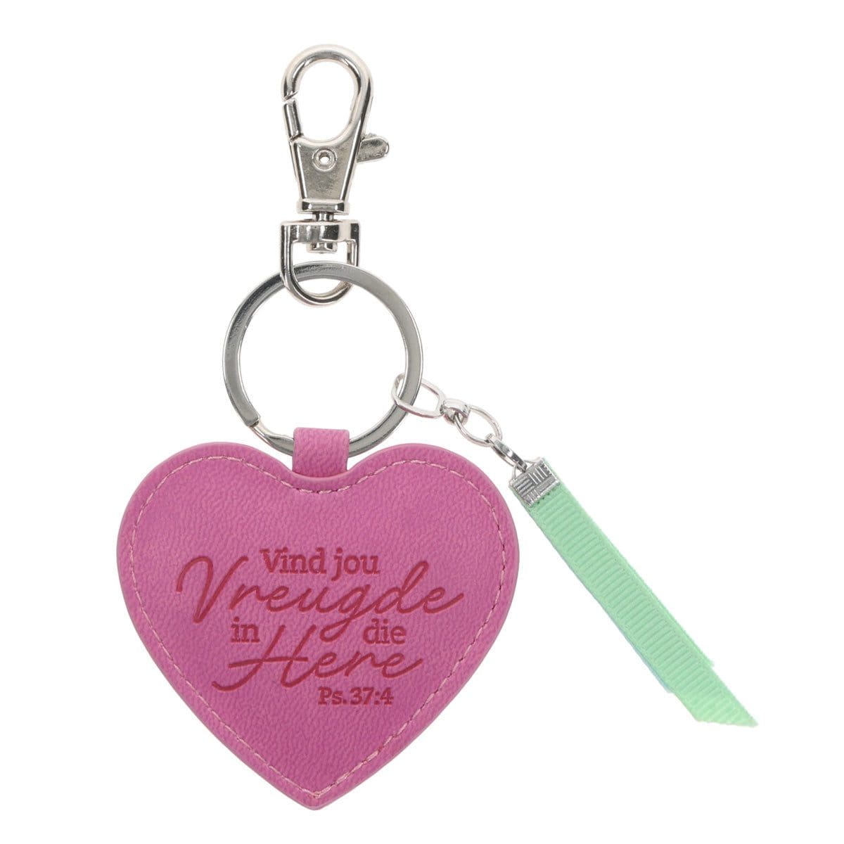 6006937172555_back Vind Vreugde in die Here Afrikaans Faux Leather Key Ring with Charm - Image 2