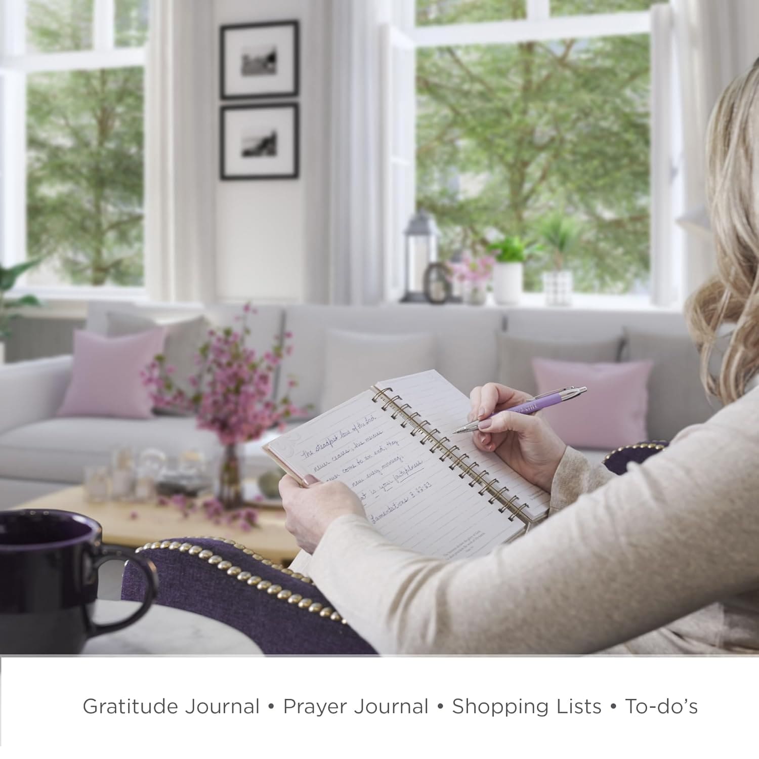 71-24u6IdLL._SL1500_ Commit to the Lord Whatever You Do Floral Large Hardcover Wirebound Journal - Image 2