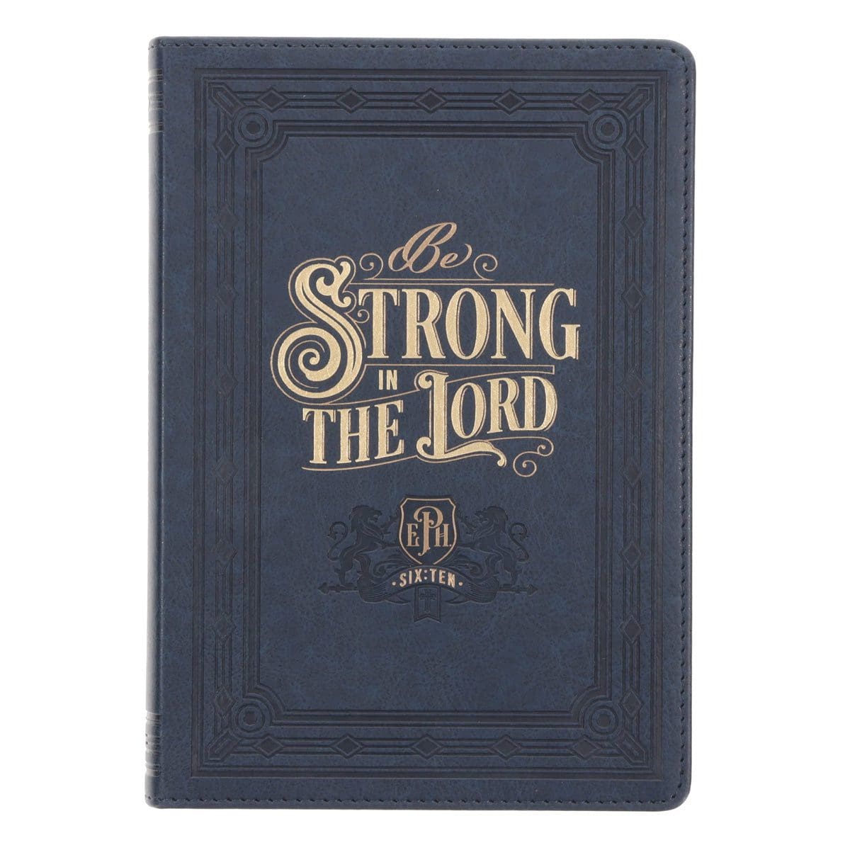 9780638002607_front Be Strong in the Lord Navy Faux Leather Journal - Image 3