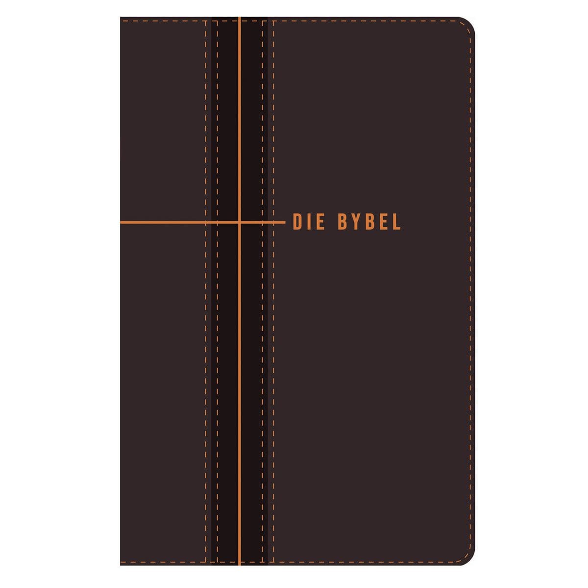 9780638009606_front NLV Donkerbruin en Oranje Kunsleer Standaard Bybel Met Duimgrepe - Image 2