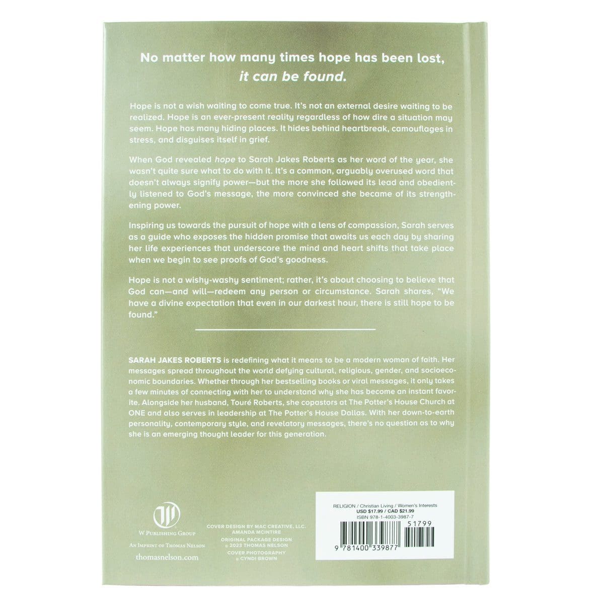 9781400339877_back All Hope Is Found: Rediscovering The Joy Of Expectation (Hardcover) - Image 7