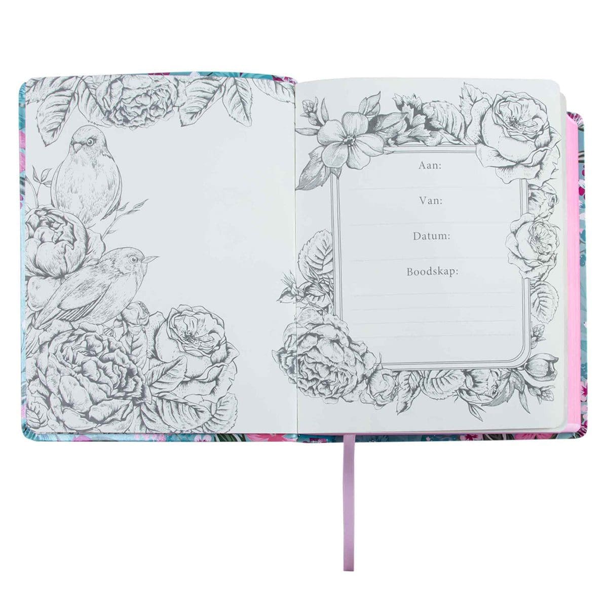 9781431626403_feature3 NLV Turkoois Met Pienk Blomme Kunsleer My Kreatiewe Joernaal-Bybel - Image 11