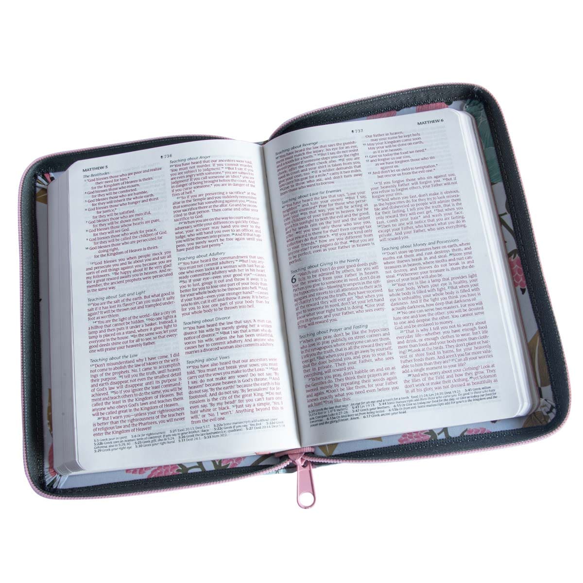 9781496455505_feature2 NLT Filament Compact Zipper Bible, Red Letter, Cloth, With Zipper, Floral Garden (Paperback) - Image 8