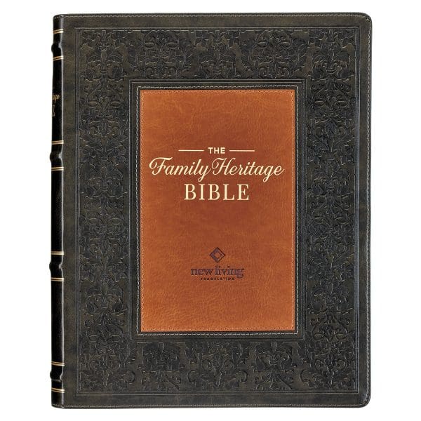 NLT Dark Olive And Brown Faux Leather Flexcover The Family Heritage Bible - Image 4