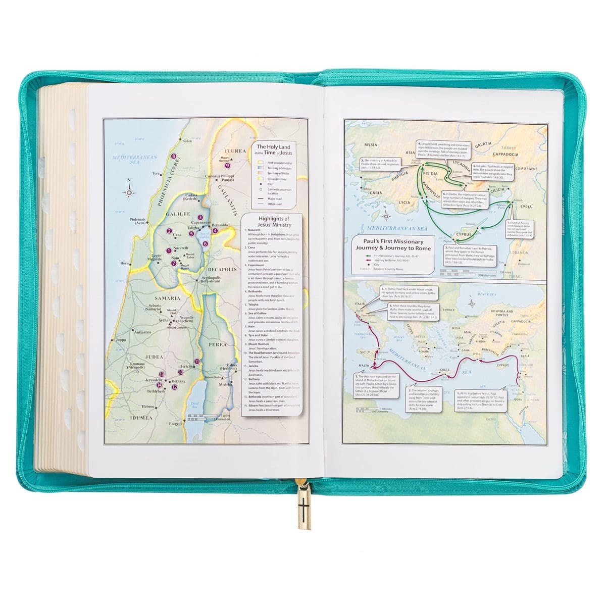 9781639522408_feature3 KJV Teal Floral Faux Leather Flexcover Deluxe Gift Bible With Zip - Image 11