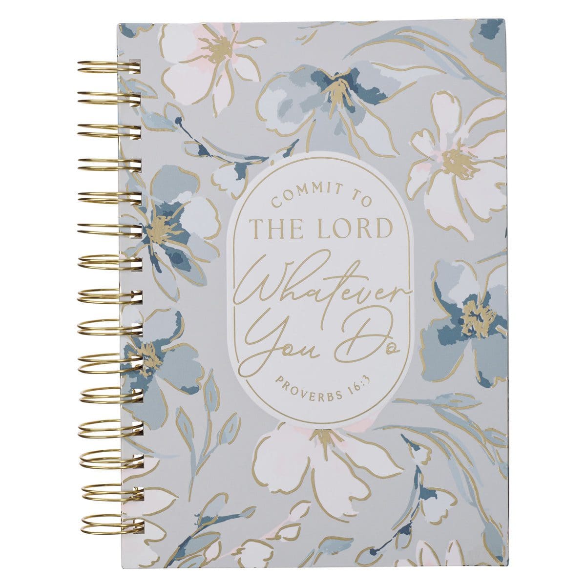 9781639528585_front Commit to the Lord Whatever You Do Floral Large Hardcover Wirebound Journal - Image 1